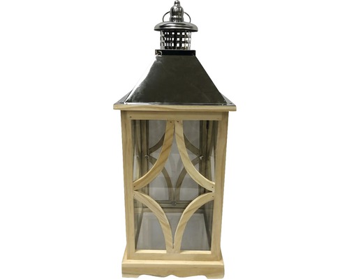 Lanterne décorative en bois avec éléments métalliques