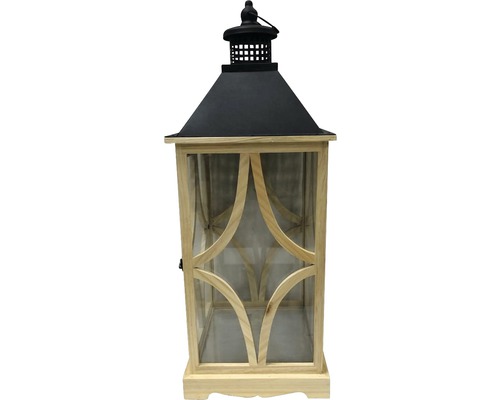 Lanterne décorative en bois avec insert métallique