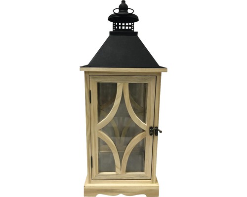 Lanterne Lafiora bois 22 x 22 x 57 cm marron, noir