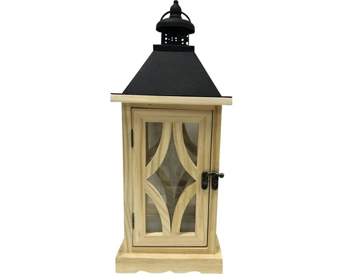 Lanterne Lafiora bois 16 x 16 x 41 cm marron, noir