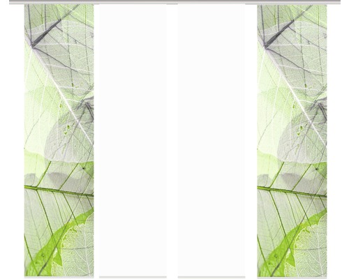 Schiebegardine Digitaldruck Blattari grün 4er-Set 60x245 cm