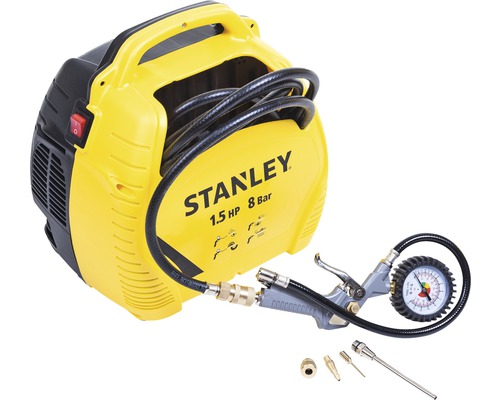 Compresseur mobile Stanley avec compresseur pour pneu, tuyau à air comroimé de 3m et 3x adaptateur