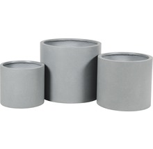 Set aus drei runden Pflanzgefäßen für den Garten