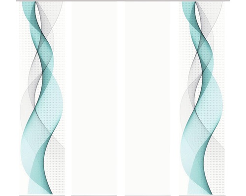 Panneau japonais impression numérique Opalia blanc turquoise lot de 4 60x245 cm Panneau japonais impression numérique Opalia blanc turquoise lot de 4 60x245 cm