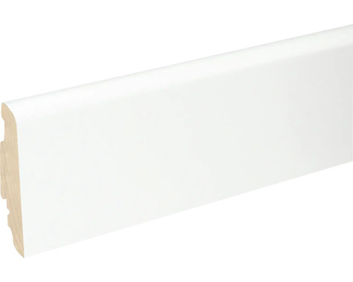 SKANDOR Sockelleiste weiß glänzend FOFA786 FU60L 19 x 58 x 2400 mm Weiss lackierte Holzfussleiste