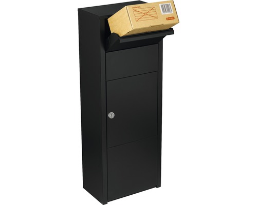 Boîte aux lettres noire pour colis avec colis
