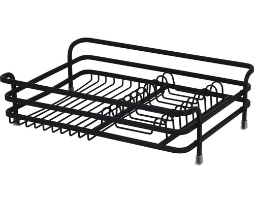 Schwarzer Abtropfständer aus Metall für Geschirr