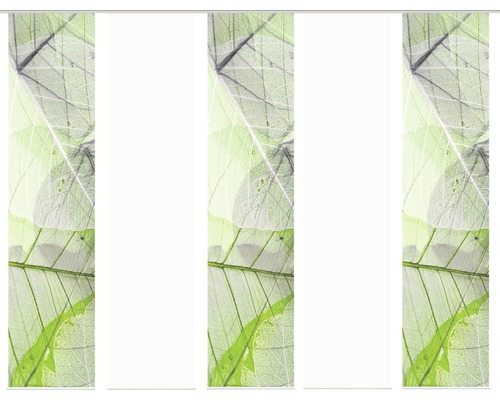 Schiebegardine Digitaldruck Blattari grün 5er-Set 60x245 cm