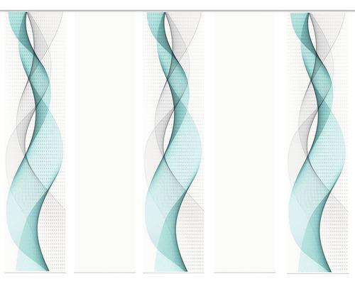 Panneau japonais impression numérique Opalia blanc turquoise lot de 5 60x245 cm Panneau japonais impression numérique Opalia blanc turquoise lot de 5 60x245 cm
