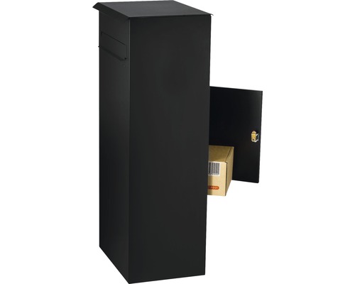 Boîte aux lettres noire pour colis avec colis