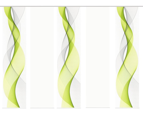 Schiebegardine Digitaldruck Opalia weiß grün 5er-Set 60x245 cm