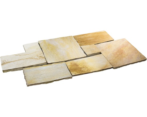 Quarzit Terrassenplatte Milano römischer Verband Set = 1,125 m² Stärke 2 cm - 4 cm Mehrere Sandsteinplatten für den Aussenbereich