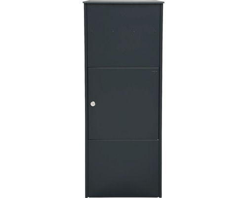 Freistehender anthrazitfarbener Briefkasten mit Schloss