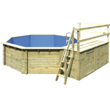 Achteckiger Holzpool mit Leiter und Plattform für den Garten