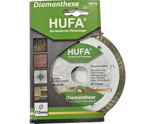 Disque à tronçonner diamant HUFA de 115 mm de diamètre dans son emballage