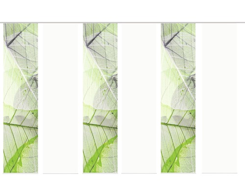 Schiebegardine Digitaldruck Blattari grün 6er-Set 60x245 cm