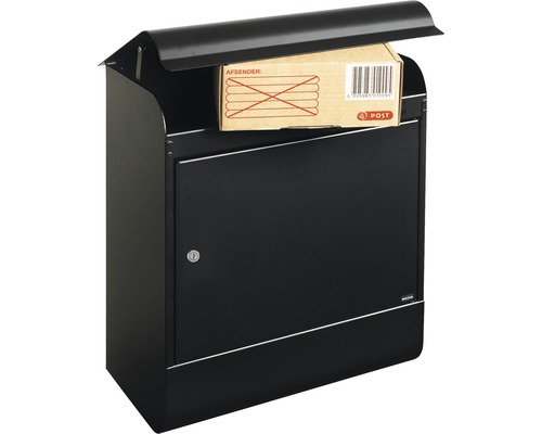 Boîte aux lettres noire pour colis avec colis