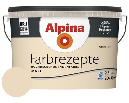 Peinture murale Alpina Farbrezepte Weicher Sand (sable doux) 2.5 l -  HORNBACH Luxembourg