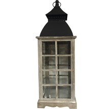 Lanterne en bois noir 25,5 x 25,5 x 72,5 cm
