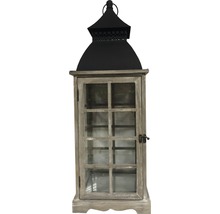 Lanterne en bois noir 25,5 x 25,5 x 72,5 cm