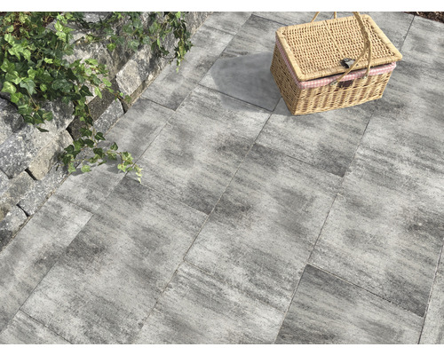 Beton Terrassenplatte Crescendo Style weiss-anthrazit-melange 60 x 40 x 5 cm