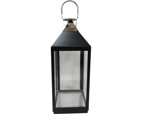 Lanterne décorative en métal et verre avec poignée de transport
