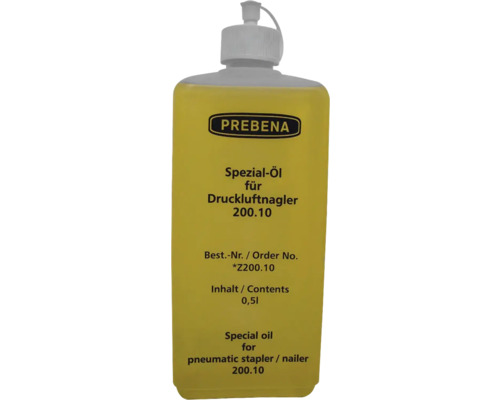 Huile spéciale pour cloueuse pneumatique Prebena 0.5 l Huile spéciale Prebena pour cloueurs pneumatiques, 0,5 litre