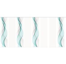Schiebegardine Digitaldruck Opalia weiß türkis 8er-Set 60x245 cm