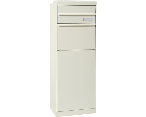 Boîte à colis MEFA en acier revêtu par poudre lxhxp 402/1091/310 mm Maple 662 blanc pur RAL 9010 semi-mat retrait par l’arrière 2 niveaux avec porte-nom