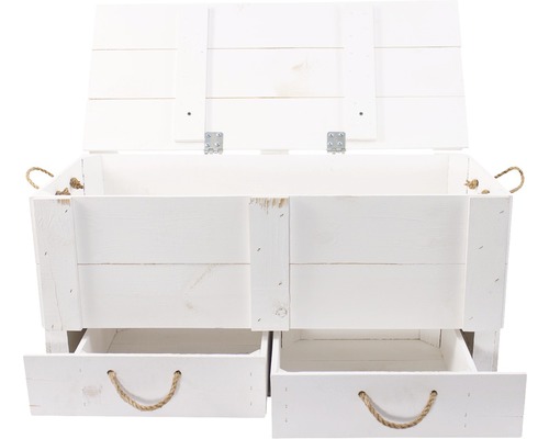 Malle XXL vintage avec tiroir blanc 85x43x42 cm