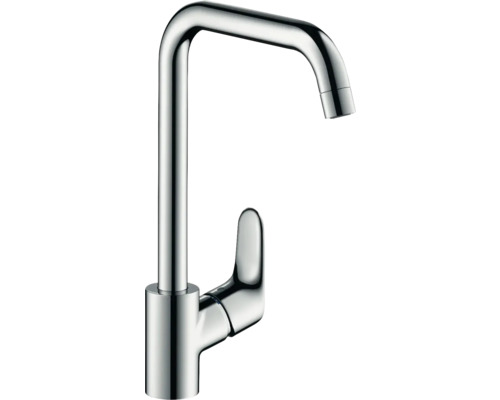 Küchenarmatur mit Einhebelmischer hansgrohe Focus E chrom glänzend 31820000 Küchenarmatur aus Metall