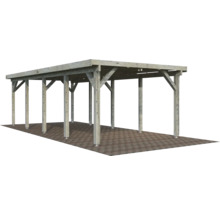 Carport simple Palmako Karl 23,1 m² 360 x 762 cm apprêt par immersion gris
