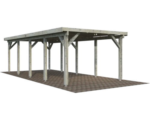 Carport en bois avec poteaux et structure de toit