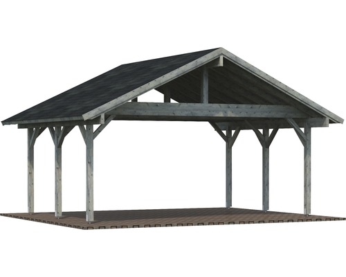 Carport double Palmako Robert 20,6 m² 635 x 510 cm apprêt par immersion gris