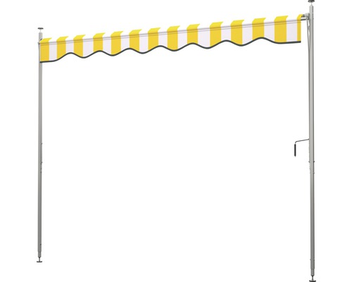 Store autoportant avec tissu rayé jaune et blanc