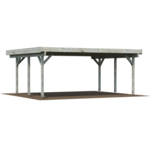 Carport double Palmako Karl 20,6 m² 600x512 cm apprêt par immersion gris