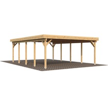 Carport double Palmako Karl 40,6 m² 600 x 762 cm apprêt par immersion marron
