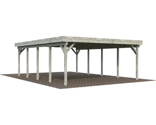 Carport double Palmako Karl 40,6 m² 600 x 762 cm apprêt par immersion gris