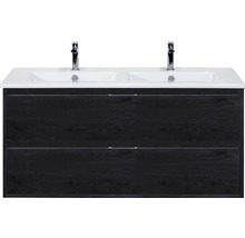 Doppelwaschbecken mit Unterschrank Sanox PORTO BxHxT 121x57x51 cm Frontfarbe black oak 84719249