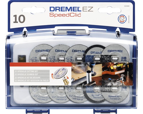 SC690 Dremel EZ SpeedClic Schneid-Set (EZ SC-Aufspanndorn, 6 Metall- Trennscheiben, 2 dünne Präzisionstrennscheiben, 2 Kunstoff-Trennscheiben, Aufbewahrungsbox)