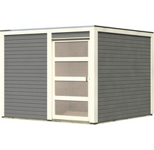 Gartenhaus Karibu Carlson 2 mit selbstklebender Dachfolie 276 x 276 cm terragrau
