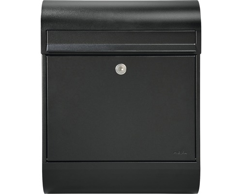 MEFA Briefkasten Briefkasten Stahl pulverbeschichtet BxHxT 350/450/150 mm Ruby 866 Tiefschwarz RAL 9005 glänzend Entnahme vorne mit Klappe + Zeitungsrolle