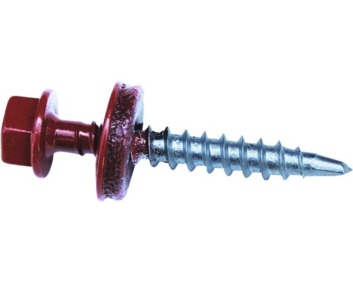 Vis PRECIT 4,8 mm x 35 mm rouge brun RAL 3011 paquet = 50 pièces Vis de construction de toiture avec rondelle d''étanchéité