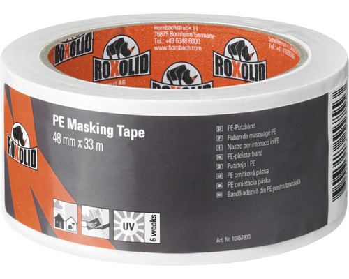 Ruban adhésif de plâtrage PE Masking Tape ROXOLID blanc 48 mm x 33 m Ruban de masquage PE 48 millimètres par 33 mètres