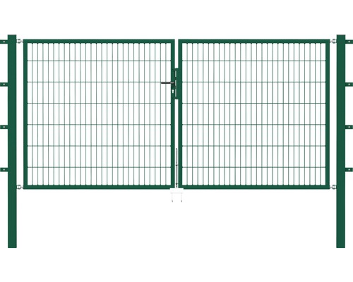 Portillon grillagé double ALBERTS Flexo 300 x 80 cm y compris poteaux 8 x 8 cm vert