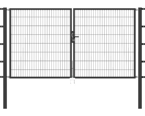 Stabgitter-Doppeltor ALBERTS Flexo 300 x 80 cm inkl. Pfosten 8 x 8 cm anthrazit