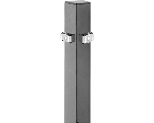 Poteau d'angle ALBERTS patte de serrage 6 x 6 x 120 cm anthracite Poteau avec support pour éclairage de clôture de jardin