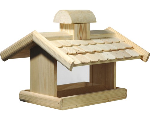 Abri-mangeoire pour oiseaux en bois de pin avec bardeaux en bois