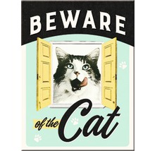 Dekomagnet Beware of the Cat 6x8 cm