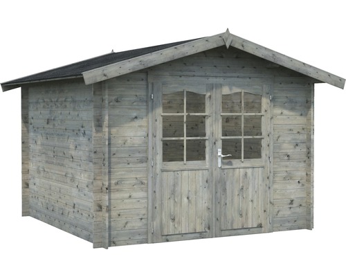 Abri de jardin en bois avec double porte et fenêtres